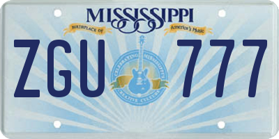 MS license plate ZGU777