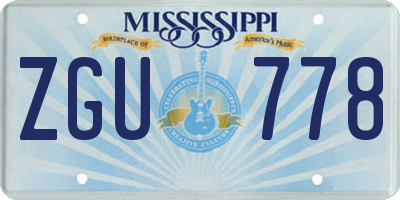 MS license plate ZGU778