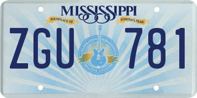 MS license plate ZGU781