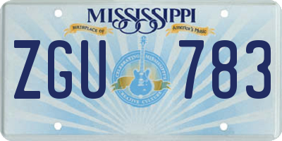 MS license plate ZGU783
