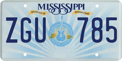 MS license plate ZGU785