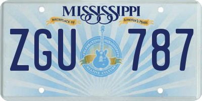 MS license plate ZGU787