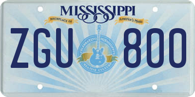MS license plate ZGU800