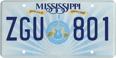 MS license plate ZGU801