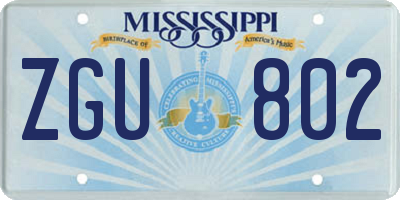 MS license plate ZGU802