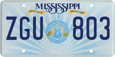 MS license plate ZGU803