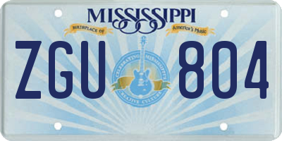 MS license plate ZGU804
