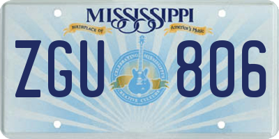 MS license plate ZGU806