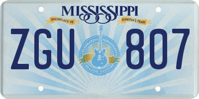 MS license plate ZGU807