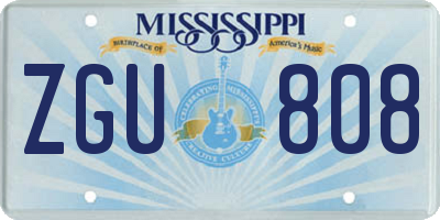 MS license plate ZGU808