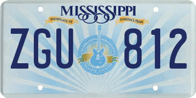 MS license plate ZGU812
