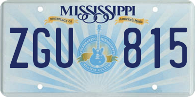 MS license plate ZGU815