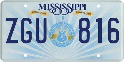 MS license plate ZGU816