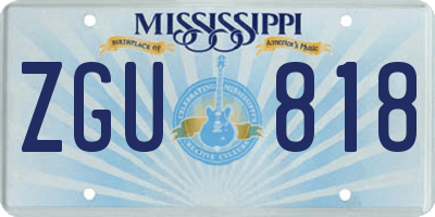 MS license plate ZGU818