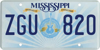 MS license plate ZGU820