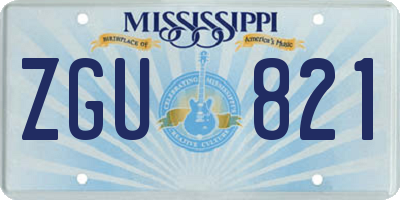 MS license plate ZGU821