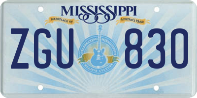 MS license plate ZGU830