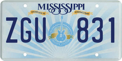 MS license plate ZGU831