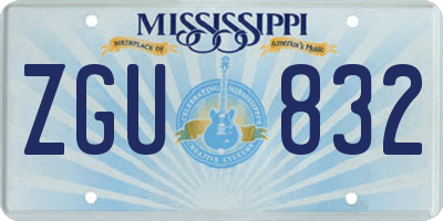 MS license plate ZGU832