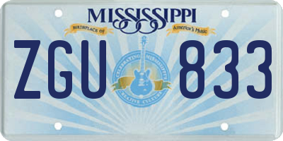 MS license plate ZGU833