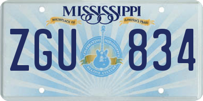 MS license plate ZGU834