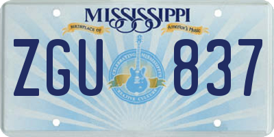 MS license plate ZGU837