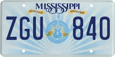 MS license plate ZGU840