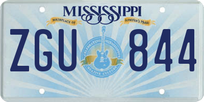 MS license plate ZGU844
