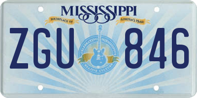 MS license plate ZGU846