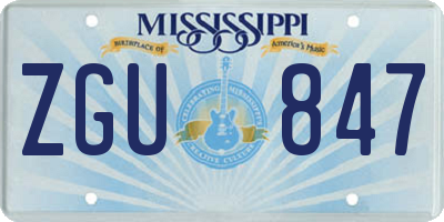 MS license plate ZGU847