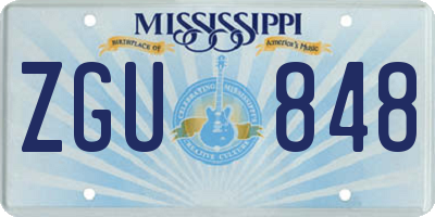 MS license plate ZGU848