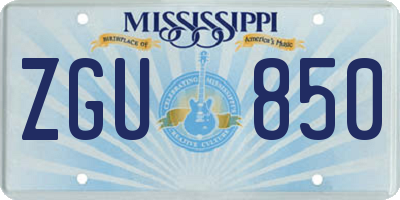 MS license plate ZGU850