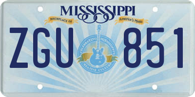MS license plate ZGU851