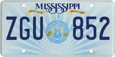 MS license plate ZGU852