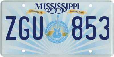 MS license plate ZGU853