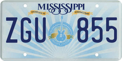 MS license plate ZGU855
