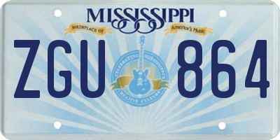 MS license plate ZGU864