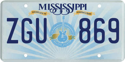 MS license plate ZGU869