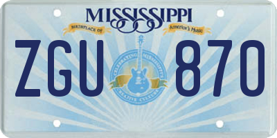 MS license plate ZGU870