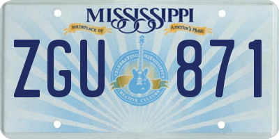 MS license plate ZGU871