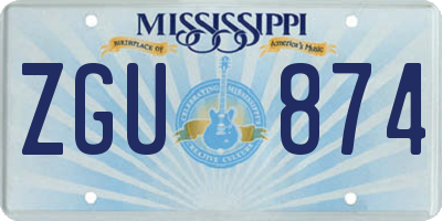 MS license plate ZGU874