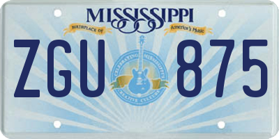 MS license plate ZGU875