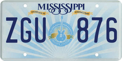 MS license plate ZGU876