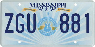 MS license plate ZGU881