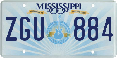 MS license plate ZGU884