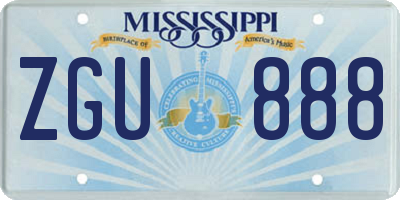MS license plate ZGU888
