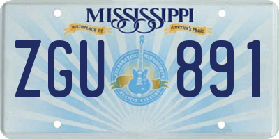 MS license plate ZGU891