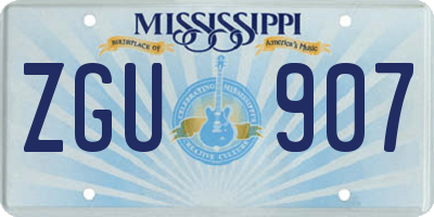MS license plate ZGU907