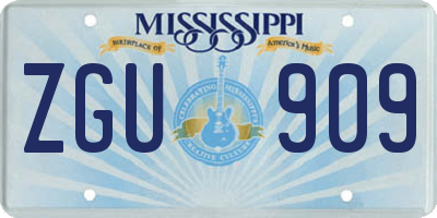 MS license plate ZGU909