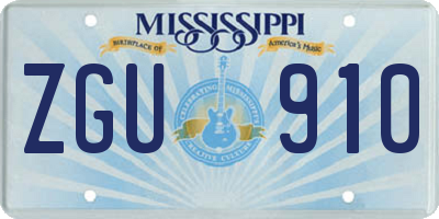 MS license plate ZGU910